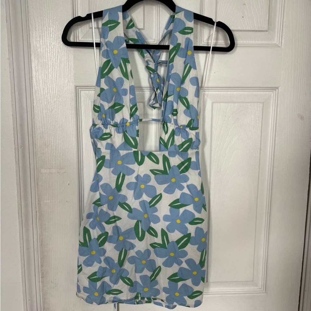 Cotton Candy White Dress with Blue and Green Accents